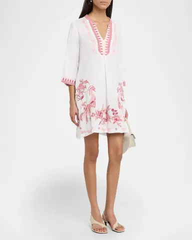 Johnny Was Embroidered Linen Mini Shift Dress | Thumbnail 4 Johnny Was Embroidered Linen Mini Shift Dress | Thumbnail 4