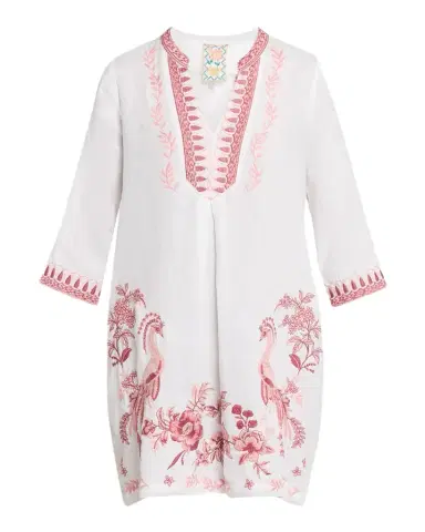Johnny Was Embroidered Linen Mini Shift Dress | Thumbnail 1 Johnny Was Embroidered Linen Mini Shift Dress | Thumbnail 1