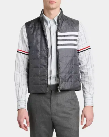 Thom Browne Men's Lightweight 4-Bar Quilted Ripstop Liner Vest | Thumbnail 4 Thom Browne Men's Lightweight 4-Bar Quilted Ripstop Liner Vest | Thumbnail 4