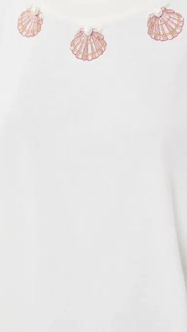 Farm Rio eashell Embroidered Tee Off-White | Thumbnail 6 Farm Rio eashell Embroidered Tee Off-White | Thumbnail 6