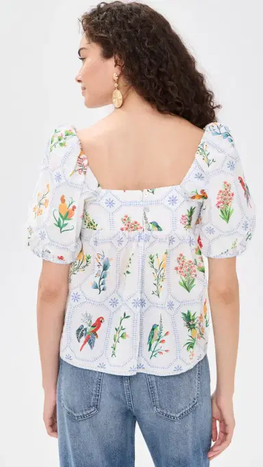 Farm Rio Tropical Porcelain Blouse Tropical Porcelain Off-White | Thumbnail 3 Farm Rio Tropical Porcelain Blouse Tropical Porcelain Off-White | Thumbnail 3