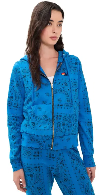 Aviator Nation Bandana Zip Hoodie Adventure Blue | Thumbnail 1 Aviator Nation Bandana Zip Hoodie Adventure Blue | Thumbnail 1
