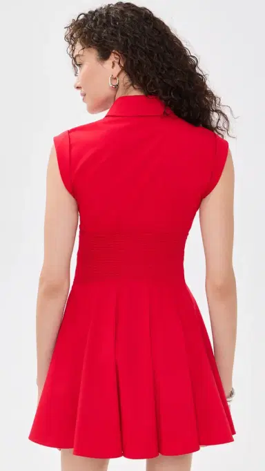 ALICE + OLIVIA Kim Paneled Corset Flared Mini Shirt Dress Hibiscus | Thumbnail 3 ALICE + OLIVIA Kim Paneled Corset Flared Mini Shirt Dress Hibiscus | Thumbnail 3