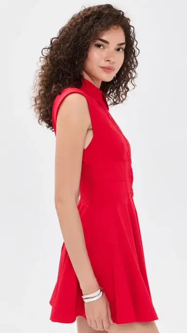 ALICE + OLIVIA Kim Paneled Corset Flared Mini Shirt Dress Hibiscus | Thumbnail 4 ALICE + OLIVIA Kim Paneled Corset Flared Mini Shirt Dress Hibiscus | Thumbnail 4