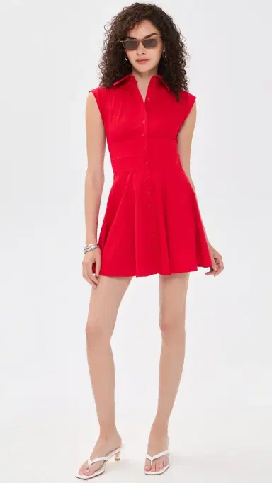 ALICE + OLIVIA Kim Paneled Corset Flared Mini Shirt Dress Hibiscus | Thumbnail 5 ALICE + OLIVIA Kim Paneled Corset Flared Mini Shirt Dress Hibiscus | Thumbnail 5