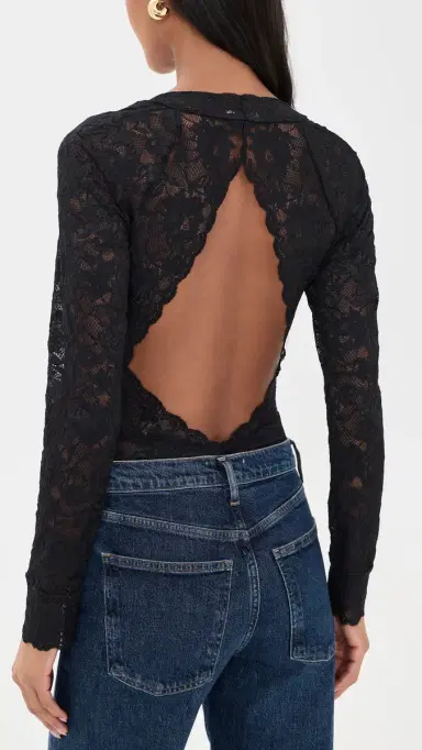 Cosabella Long Sleeve ace Teddy Thong Bodysuit Black | Thumbnail 3 Cosabella Long Sleeve ace Teddy Thong Bodysuit Black | Thumbnail 3