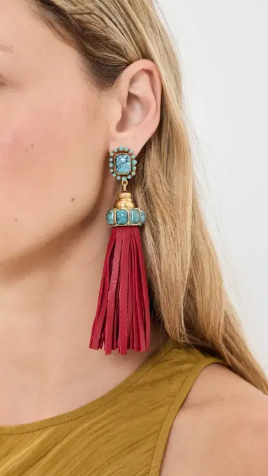 Elizabeth Cole Ponsie Earrings Red Turquoise One Size | Thumbnail 3 Elizabeth Cole Ponsie Earrings Red Turquoise One Size | Thumbnail 3