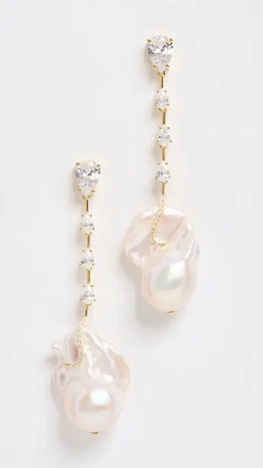 By Adina Eden 14k Dangling Baroque Pearl Stud Earrings | Thumbnail 2 By Adina Eden 14k Dangling Baroque Pearl Stud Earrings | Thumbnail 2