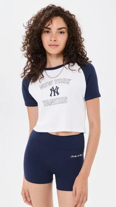 Sporty & Rich Yankees Arch Baby Baseball Tee White/Dark Navy | Thumbnail 2 Sporty & Rich Yankees Arch Baby Baseball Tee White/Dark Navy | Thumbnail 2