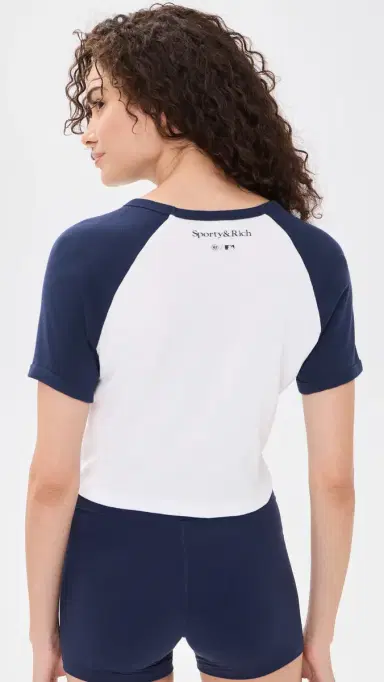 Sporty & Rich Yankees Arch Baby Baseball Tee White/Dark Navy | Thumbnail 3 Sporty & Rich Yankees Arch Baby Baseball Tee White/Dark Navy | Thumbnail 3