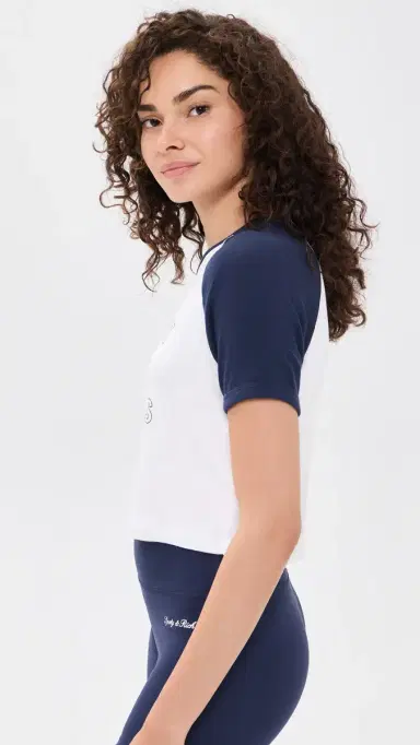 Sporty & Rich Yankees Arch Baby Baseball Tee White/Dark Navy | Thumbnail 4 Sporty & Rich Yankees Arch Baby Baseball Tee White/Dark Navy | Thumbnail 4