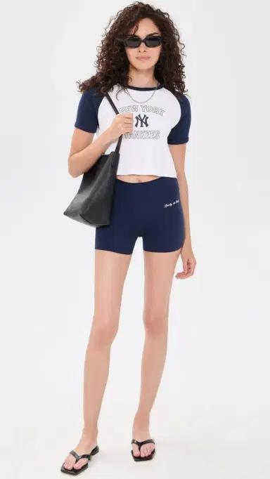 Sporty & Rich Yankees Arch Baby Baseball Tee White/Dark Navy | Thumbnail 5 Sporty & Rich Yankees Arch Baby Baseball Tee White/Dark Navy | Thumbnail 5