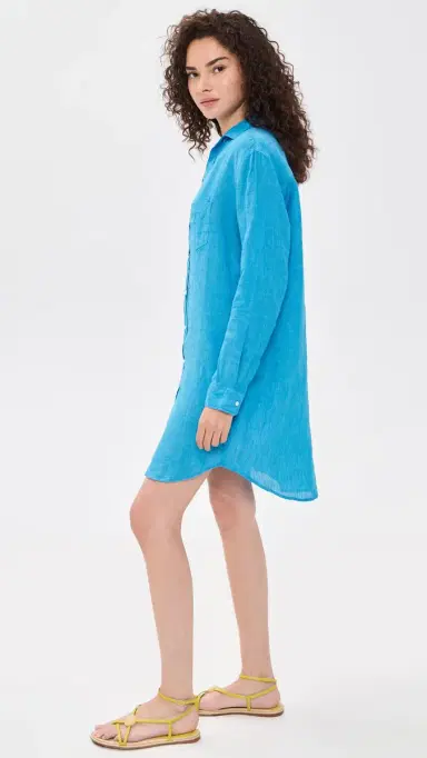 Frank & Eileen Classic inen Shirtdress Turquoise inen | Thumbnail 4 Frank & Eileen Classic inen Shirtdress Turquoise inen | Thumbnail 4