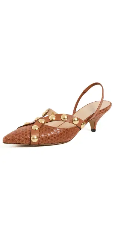 Ulla Johnson Vendome Studded Kitten Heels Nutmeg | Thumbnail 1 Ulla Johnson Vendome Studded Kitten Heels Nutmeg | Thumbnail 1