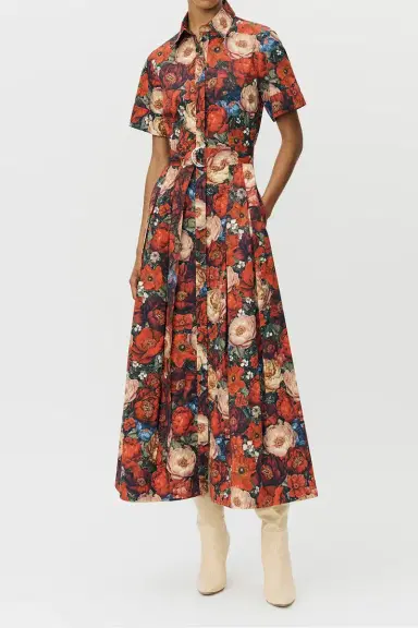 Adam Lippes Leighton Dress - Ruby Floral | Thumbnail 2 Adam Lippes Leighton Dress - Ruby Floral | Thumbnail 2