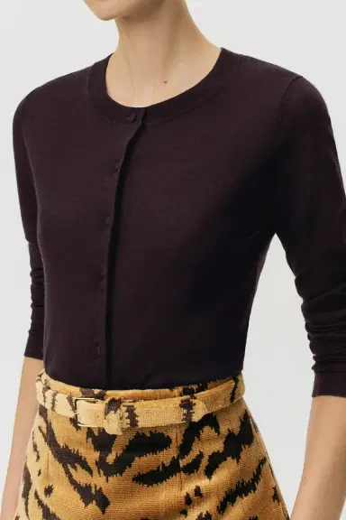 Adam Lippes Worth Cardigan - Espresso | Thumbnail 3 Adam Lippes Worth Cardigan - Espresso | Thumbnail 3