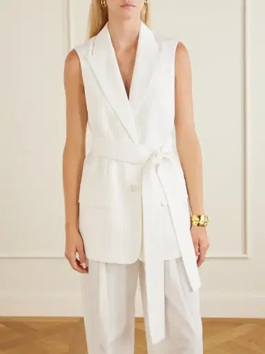 Another Tomorrow Belted Twill Vest | Thumbnail 3 Another Tomorrow Belted Twill Vest | Thumbnail 3
