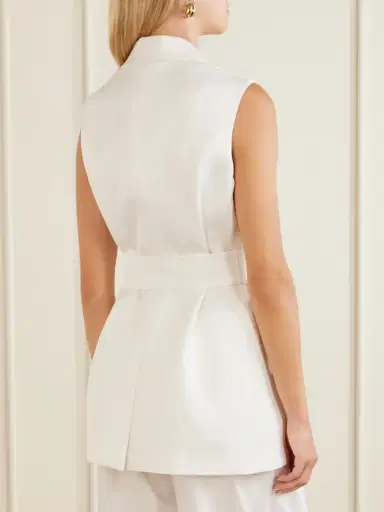 Another Tomorrow Belted Twill Vest | Thumbnail 4 Another Tomorrow Belted Twill Vest | Thumbnail 4