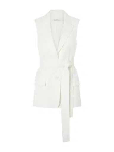 Another Tomorrow Belted Twill Vest | Thumbnail 1 Another Tomorrow Belted Twill Vest | Thumbnail 1