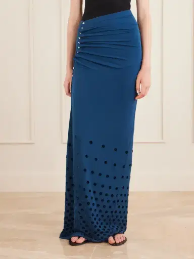 Rabanne Gathered Flocked Jersey Maxi Skirt | Thumbnail 3 Rabanne Gathered Flocked Jersey Maxi Skirt | Thumbnail 3