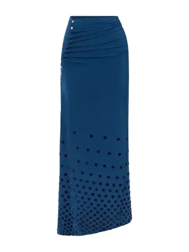 Rabanne Gathered Flocked Jersey Maxi Skirt | Thumbnail 1 Rabanne Gathered Flocked Jersey Maxi Skirt | Thumbnail 1