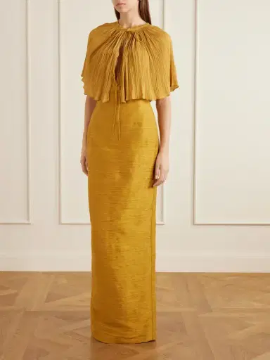 Marmar Halim Cape-effect Plissé Satin Gown | Thumbnail 2 Marmar Halim Cape-effect Plissé Satin Gown | Thumbnail 2