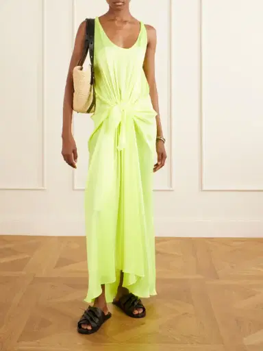 JW Anderson Tie-detailed Crinkled-silk Maxi Dress | Thumbnail 2 JW Anderson Tie-detailed Crinkled-silk Maxi Dress | Thumbnail 2