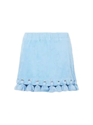 Cap d’Antibes Georgia Embellished Organic Cotton-terry Mini Skirt | Thumbnail 1 Cap d’Antibes Georgia Embellished Organic Cotton-terry Mini Skirt | Thumbnail 1