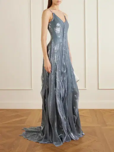 Marmar Halim Pleated Sequined Chiffon Gown | Thumbnail 2 Marmar Halim Pleated Sequined Chiffon Gown | Thumbnail 2