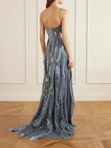 Marmar Halim Pleated Sequined Chiffon Gown | Thumbnail 3 Marmar Halim Pleated Sequined Chiffon Gown | Thumbnail 3