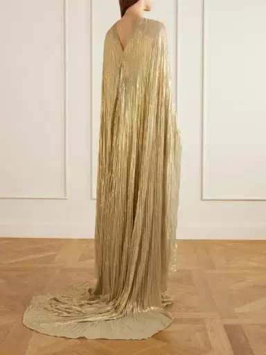 Marmar Halim Cape-effect Plissé Metallic-satin Gown | Thumbnail 3 Marmar Halim Cape-effect Plissé Metallic-satin Gown | Thumbnail 3