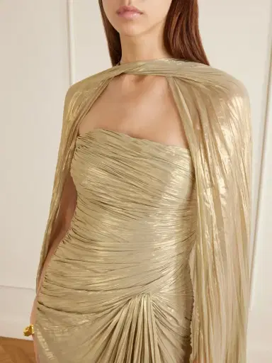 Marmar Halim Cape-effect Plissé Metallic-satin Gown | Thumbnail 4 Marmar Halim Cape-effect Plissé Metallic-satin Gown | Thumbnail 4