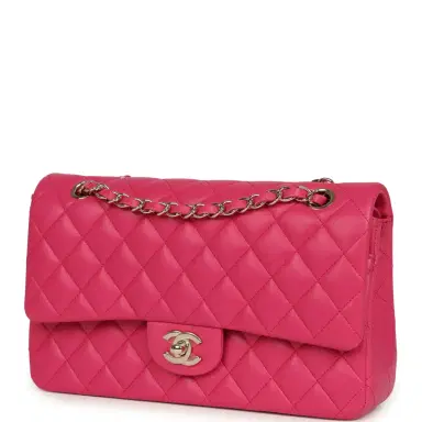 Chanel Chanel Medium Classic Double Flap Bag Dark Pink Lambskin Light Gold Hardware | Thumbnail 5 Chanel Chanel Medium Classic Double Flap Bag Dark Pink Lambskin Light Gold Hardware | Thumbnail 5