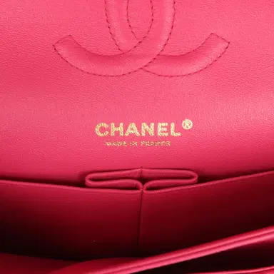 Chanel Chanel Medium Classic Double Flap Bag Dark Pink Lambskin Light Gold Hardware | Thumbnail 8 Chanel Chanel Medium Classic Double Flap Bag Dark Pink Lambskin Light Gold Hardware | Thumbnail 8