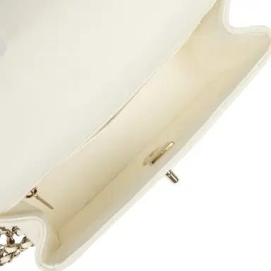 Chanel Chanel Mini Rectangular Flap Bag with Top Handle White Lambskin Light Gold Hardware | Thumbnail 12 Chanel Chanel Mini Rectangular Flap Bag with Top Handle White Lambskin Light Gold Hardware | Thumbnail 12