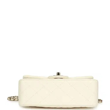 Chanel Chanel Mini Rectangular Flap Bag with Top Handle White Lambskin Light Gold Hardware | Thumbnail 6 Chanel Chanel Mini Rectangular Flap Bag with Top Handle White Lambskin Light Gold Hardware | Thumbnail 6