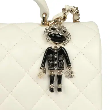 Chanel Chanel Mini Rectangular Flap Bag with Top Handle White Lambskin Light Gold Hardware | Thumbnail 9 Chanel Chanel Mini Rectangular Flap Bag with Top Handle White Lambskin Light Gold Hardware | Thumbnail 9