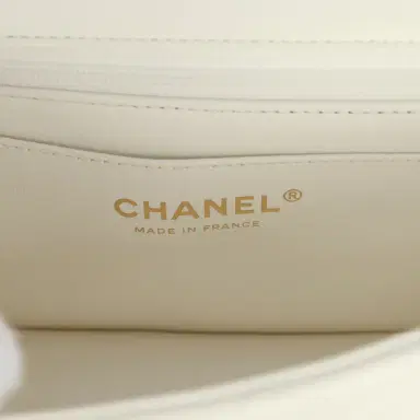 Chanel Chanel Mini Rectangular Flap Bag with Top Handle White Lambskin Light Gold Hardware | Thumbnail 10 Chanel Chanel Mini Rectangular Flap Bag with Top Handle White Lambskin Light Gold Hardware | Thumbnail 10