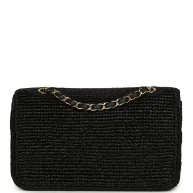 Chanel Chanel Small Flap Bag Black Braided Raffia Gold Hardware | Thumbnail 4 Chanel Chanel Small Flap Bag Black Braided Raffia Gold Hardware | Thumbnail 4