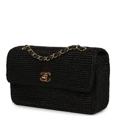 Chanel Chanel Small Flap Bag Black Braided Raffia Gold Hardware | Thumbnail 5 Chanel Chanel Small Flap Bag Black Braided Raffia Gold Hardware | Thumbnail 5