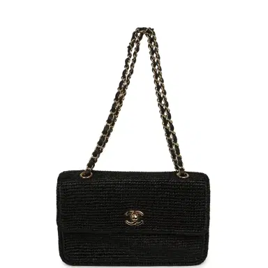 Chanel Chanel Small Flap Bag Black Braided Raffia Gold Hardware | Thumbnail 7 Chanel Chanel Small Flap Bag Black Braided Raffia Gold Hardware | Thumbnail 7