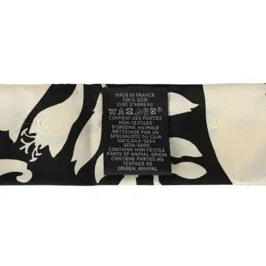 HERMÈS Hermes "Bouquet Final" Cream and Black Fringe Silk Twilly | Thumbnail 4 HERMÈS Hermes "Bouquet Final" Cream and Black Fringe Silk Twilly | Thumbnail 4