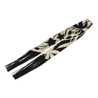HERMÈS Hermes "Bouquet Final" Cream and Black Fringe Silk Twilly | Thumbnail 2 HERMÈS Hermes "Bouquet Final" Cream and Black Fringe Silk Twilly | Thumbnail 2
