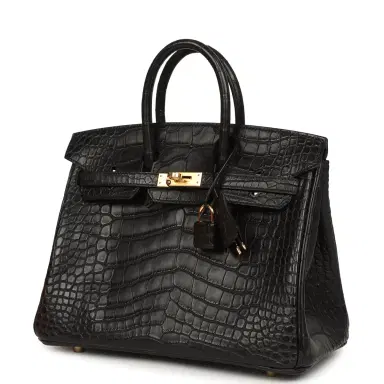 HERMÈS Hermes Birkin 25 Black Matte Alligator Gold Hardware | Thumbnail 5 HERMÈS Hermes Birkin 25 Black Matte Alligator Gold Hardware | Thumbnail 5