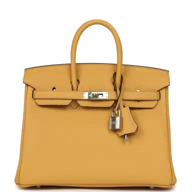 HERMÈS Hermes Birkin 25 Paille Togo Palladium Hardware | Thumbnail 1 HERMÈS Hermes Birkin 25 Paille Togo Palladium Hardware | Thumbnail 1