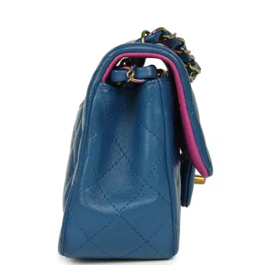 Chanel Pre-owned Chanel Mini Rectangular Flap Bag Blue, Purple Lambskin Rainbow Hardware | Thumbnail 3 Chanel Pre-owned Chanel Mini Rectangular Flap Bag Blue, Purple Lambskin Rainbow Hardware | Thumbnail 3