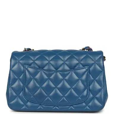 Chanel Pre-owned Chanel Mini Rectangular Flap Bag Blue, Purple Lambskin Rainbow Hardware | Thumbnail 4 Chanel Pre-owned Chanel Mini Rectangular Flap Bag Blue, Purple Lambskin Rainbow Hardware | Thumbnail 4