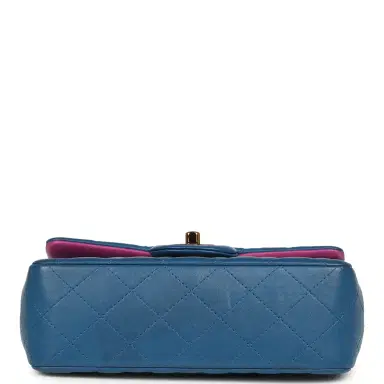Chanel Pre-owned Chanel Mini Rectangular Flap Bag Blue, Purple Lambskin Rainbow Hardware | Thumbnail 6 Chanel Pre-owned Chanel Mini Rectangular Flap Bag Blue, Purple Lambskin Rainbow Hardware | Thumbnail 6