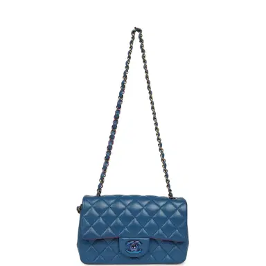 Chanel Pre-owned Chanel Mini Rectangular Flap Bag Blue, Purple Lambskin Rainbow Hardware | Thumbnail 7 Chanel Pre-owned Chanel Mini Rectangular Flap Bag Blue, Purple Lambskin Rainbow Hardware | Thumbnail 7