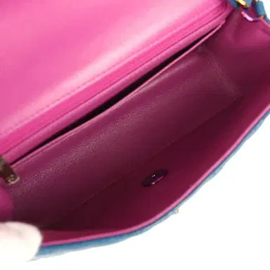 Chanel Pre-owned Chanel Mini Rectangular Flap Bag Blue, Purple Lambskin Rainbow Hardware | Thumbnail 8 Chanel Pre-owned Chanel Mini Rectangular Flap Bag Blue, Purple Lambskin Rainbow Hardware | Thumbnail 8